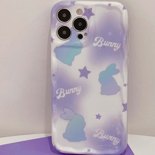 Фиолетовый чехол для телефона со звездами кролика для Iphone 11 12 Promax 14 Pro Max 13promax волнистый нескользящий милый чехол с кроликом 2023 года