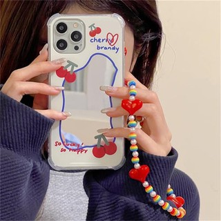 Корея милый вишневый браслет с сердечком чехол для телефона для Iphone 13 12 11 Pro Xs Max X Xr 7 8 Plus цепочка защитная мягкая задняя крышка