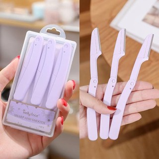 3Pcs Eyebrow Epilator Folding Eyebrow Trimmer Safety Scraping Eyebrow Razor Beauty Dermaplaning Tool Eyebrow Scissors